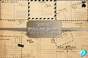 Vintage Postcard Stamp PNGs And SVGs