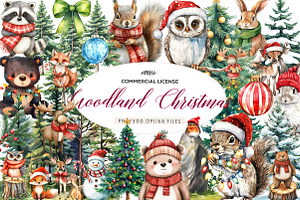 Woodland Christmas Clipart, an Illustration by CreationArt