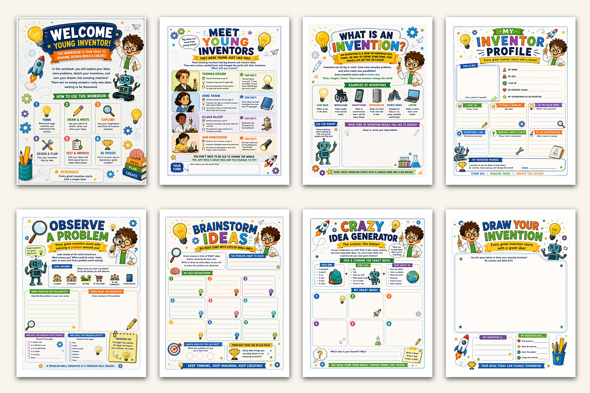 Inventor's Workbook for Kids, a Stationery Template by Designmela01 (Photo 2 of 5)