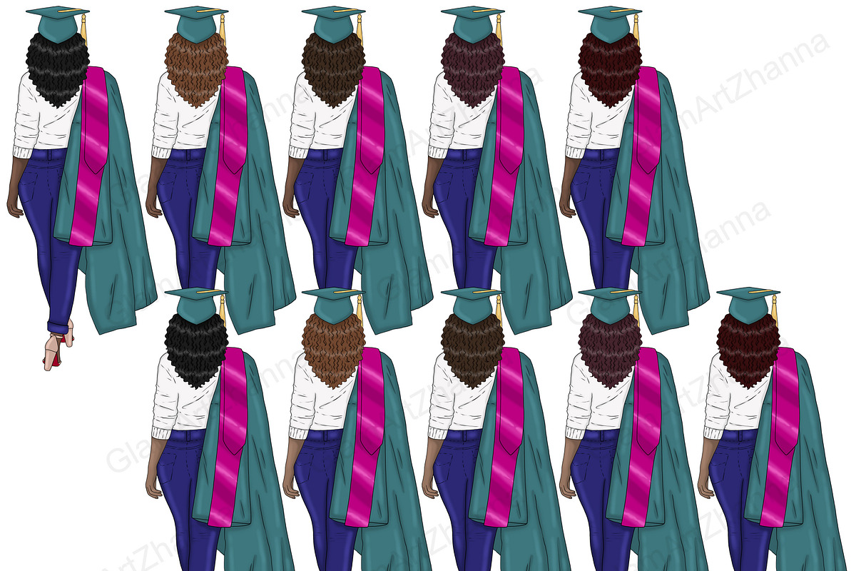 Graduation Girls Clipart, an Education Illustration by GlamArtZhanna (Photo 5 of 11)