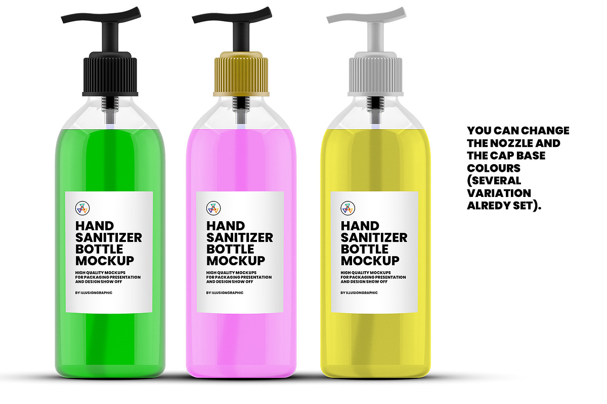 Hand Sanitizer Bottle Mockup, a Packaging Mockup by Illusiongraphic (Photo 5 of 9)