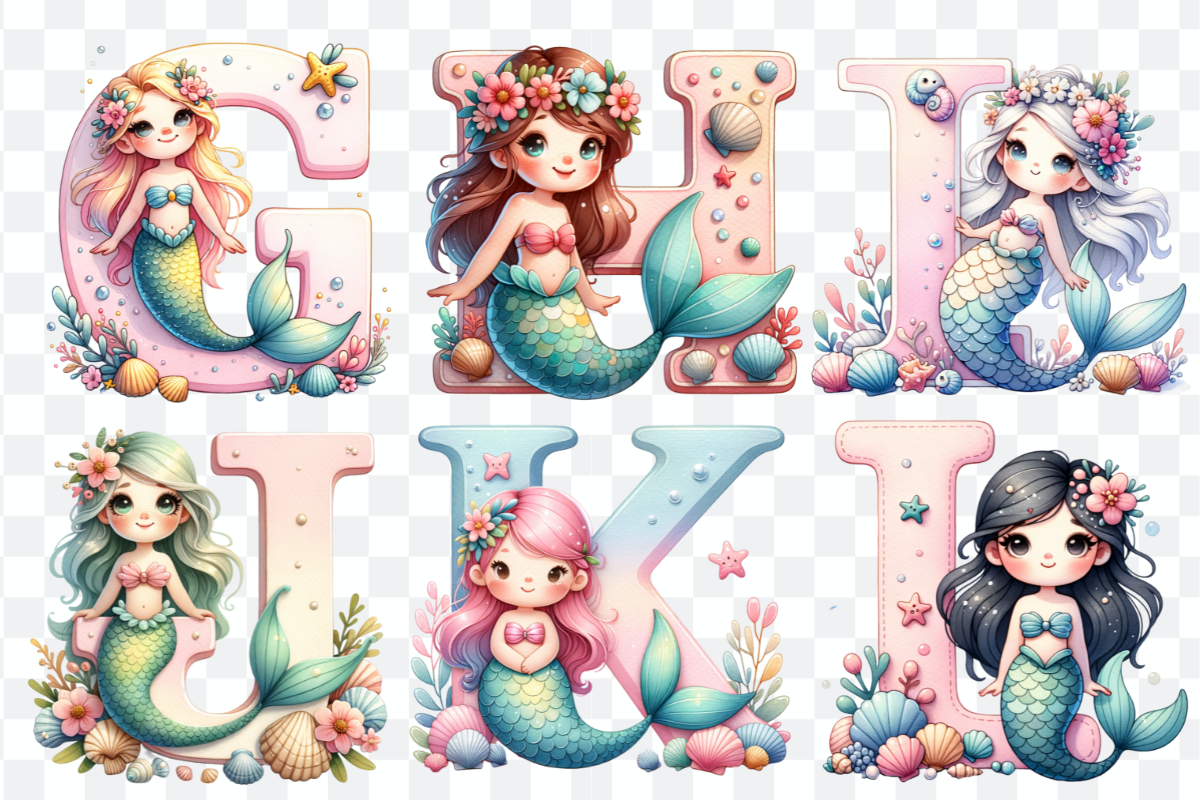 Mermaid Alphabet Font & Numbers, a Symbol Font by Bubble Pixel (Photo 4 of 8)