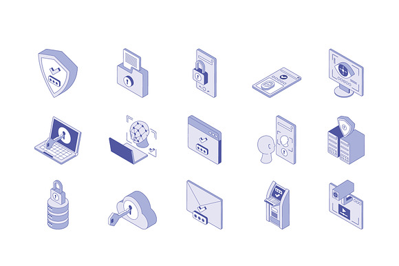 Cybersecurity Isometric Icon Set preview 2