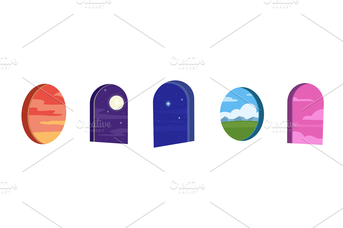 Different windows views. Isolated, an Illustration by LadadikArt
