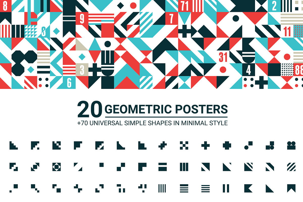 20 GEOMETRIC POSTERS & 70 SHAPES, a Pattern Graphic by Vanzyst (Photo 1 of 7)