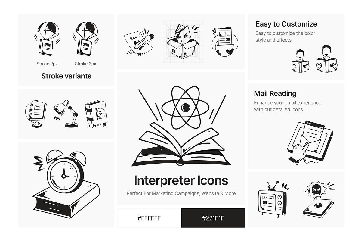 Doodle Reading Icons, a Solid Icon by Prosymbols (Photo 4 of 5)