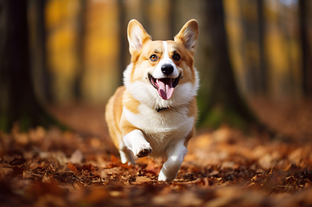 Happy welsh corgi dog running in the park, an Animal Photo by AlyaAnd
