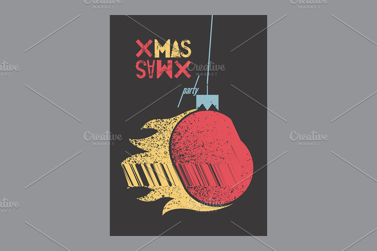 Xmas Party grunge vector poster set., a Seasonal Illustration by PoPaShop (Photo 2 of 5)