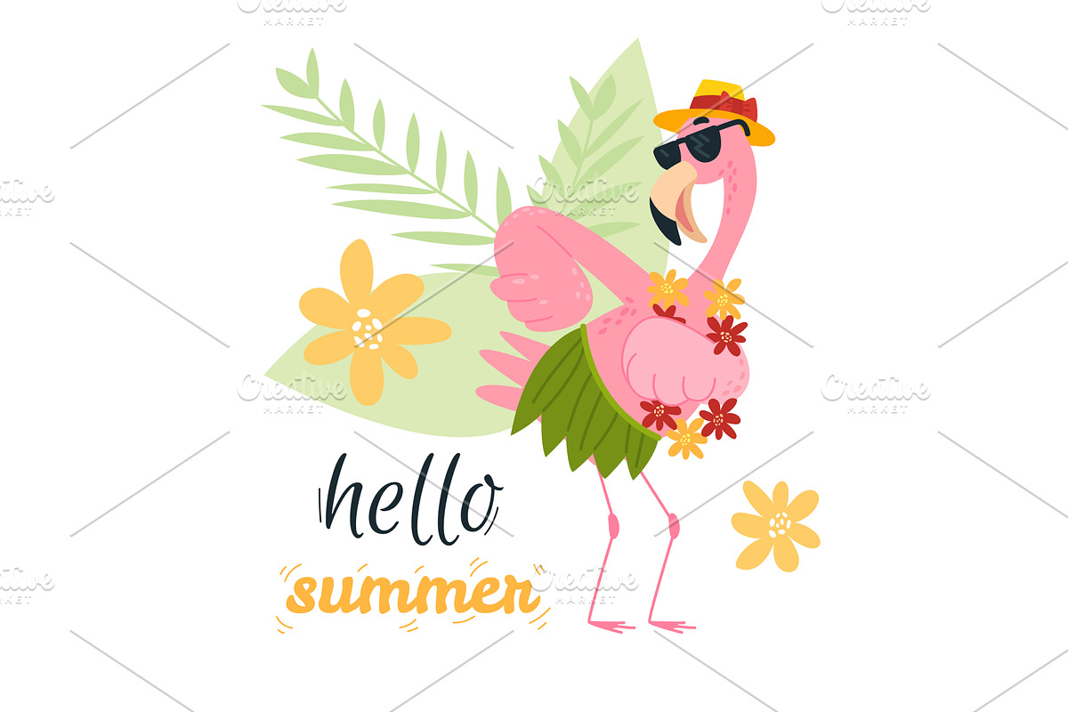 Flamingo print. Dancing pink, an Animal Illustration by LadadikArt