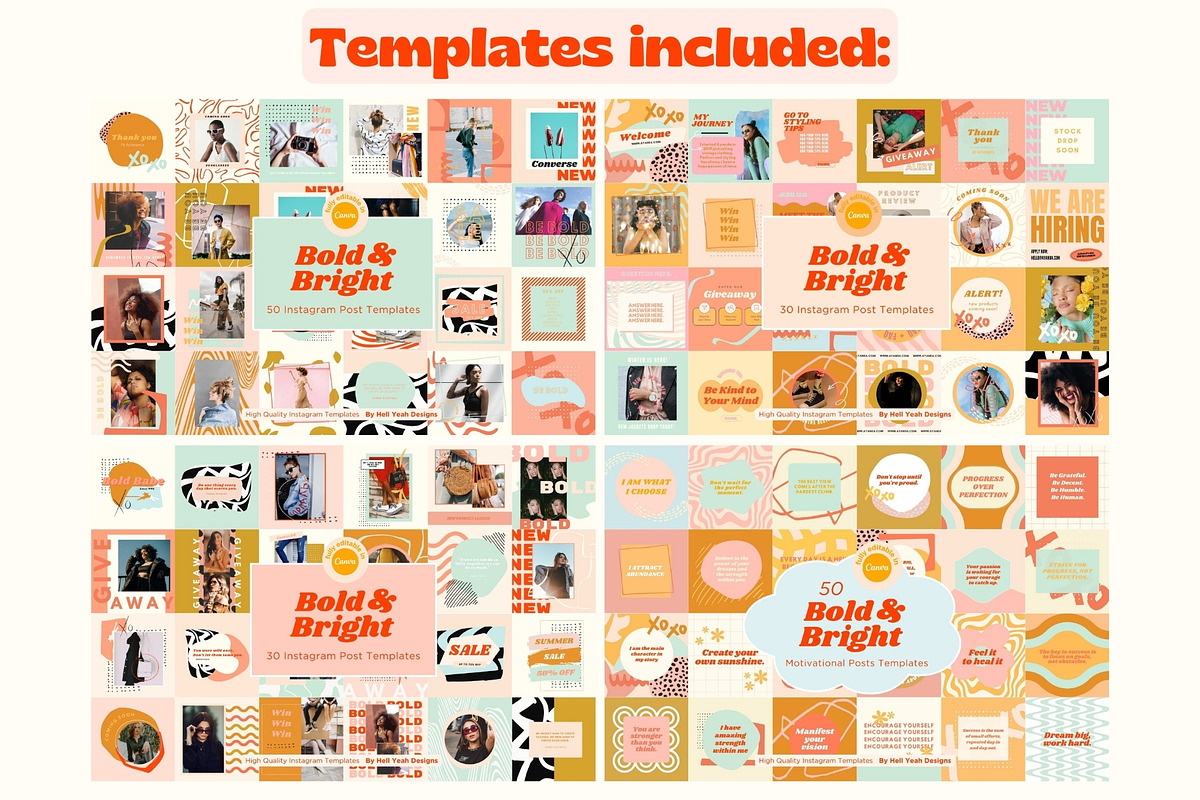 HUGE Bold Instagram Templates Bundle, a Social Media Template by Hell Yeah Designs (Photo 5 of 11)
