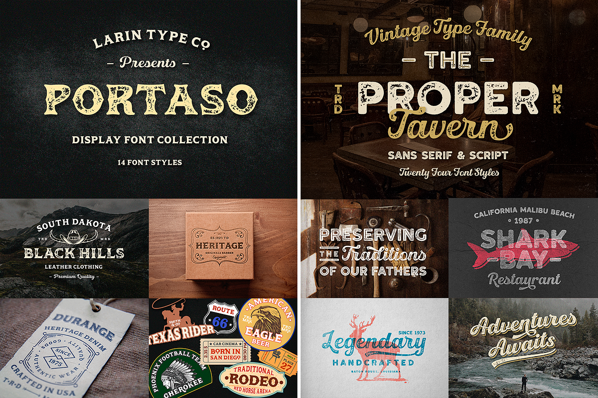 Huge Vintage Font Bundle, a Script Font by Larin Type Co. (Photo 2 of 16)