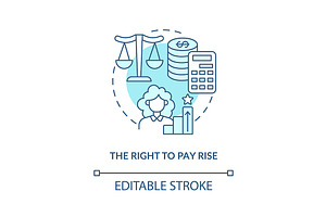 Right To Pay Rise Blue Concept Icon