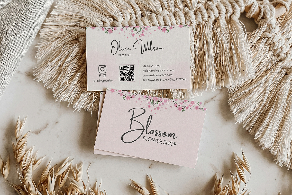 Floral Business Card Canva Template, a Business Card Template by Arslan (Photo 3 of 6)