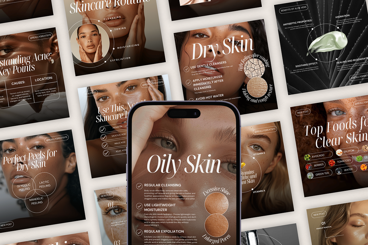 Skin Coach Instagram Templates, a Social Media Template by Xenié Creative (Photo 1 of 8)