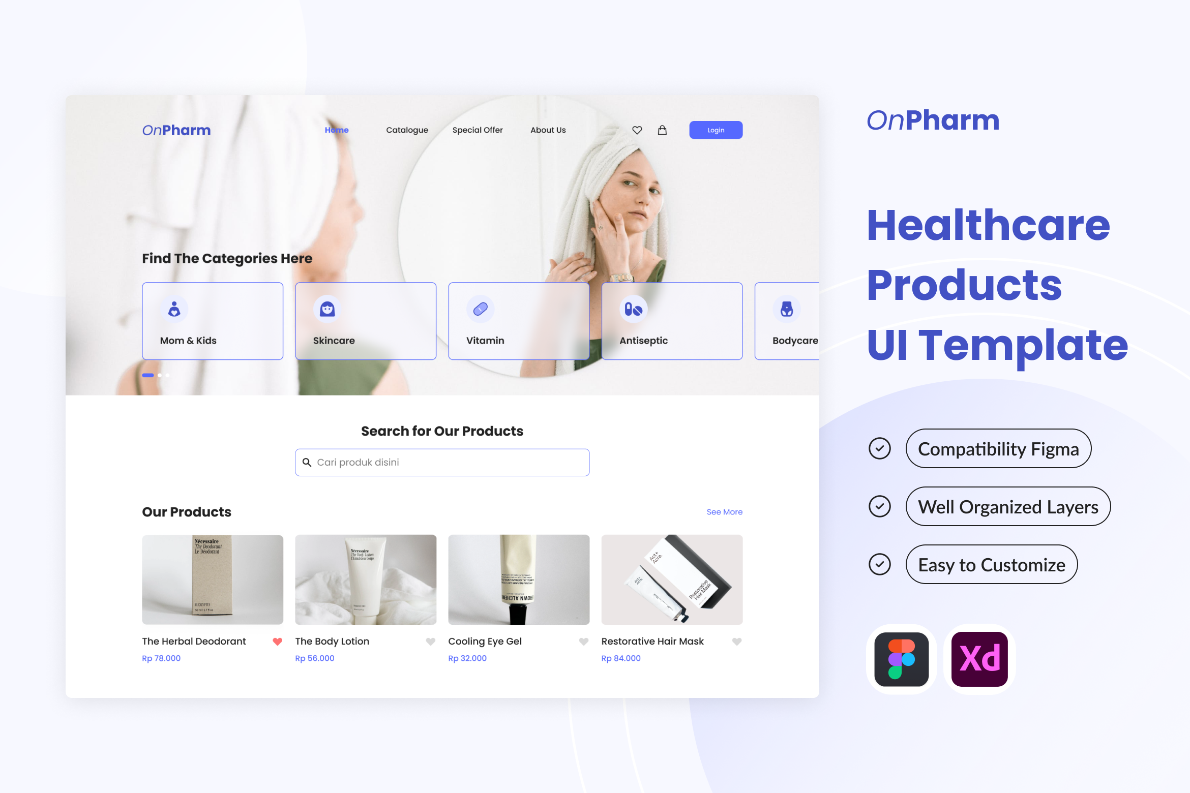 Onpharm  Healthcare Products Ui Kit by Rahardi Creative  Creative Market