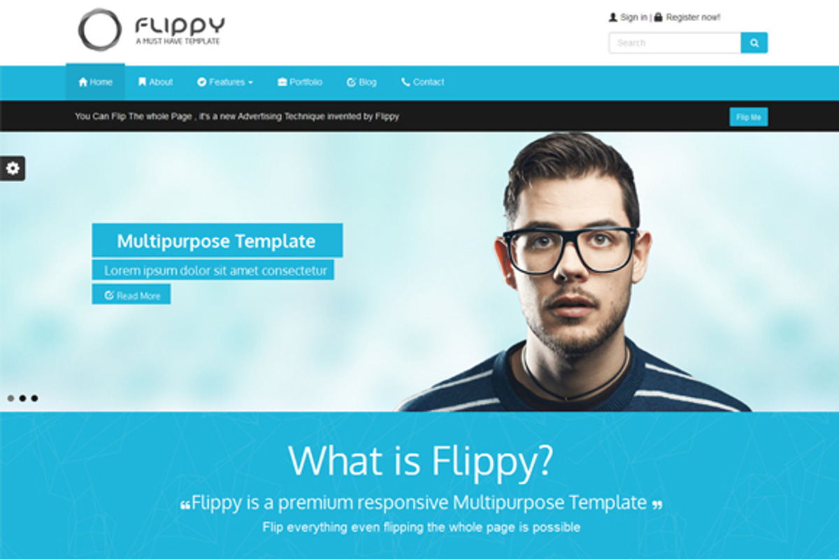 Flippy-Creative Responsive Template, a Bootstrap Template by webyzona (Photo 1 of 5)