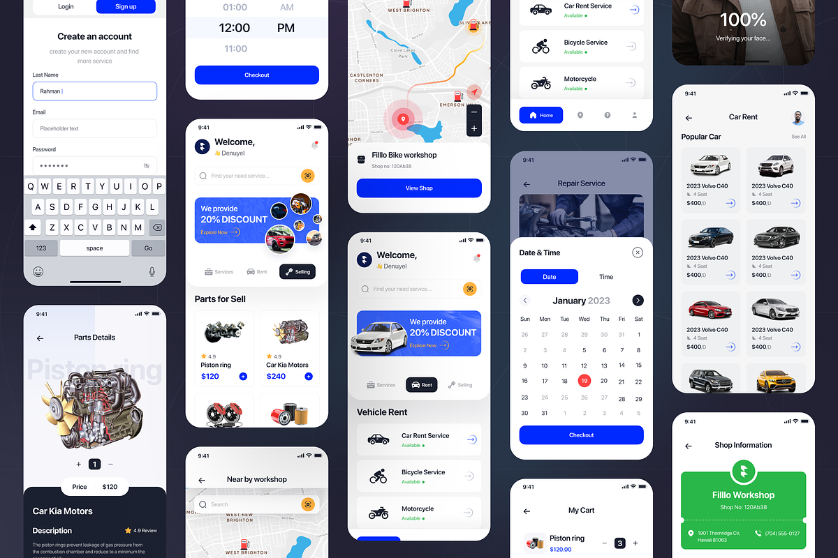 Filllo Automotive App UI Kit, an UI Kit Template by floxui (Photo 4 of 7)