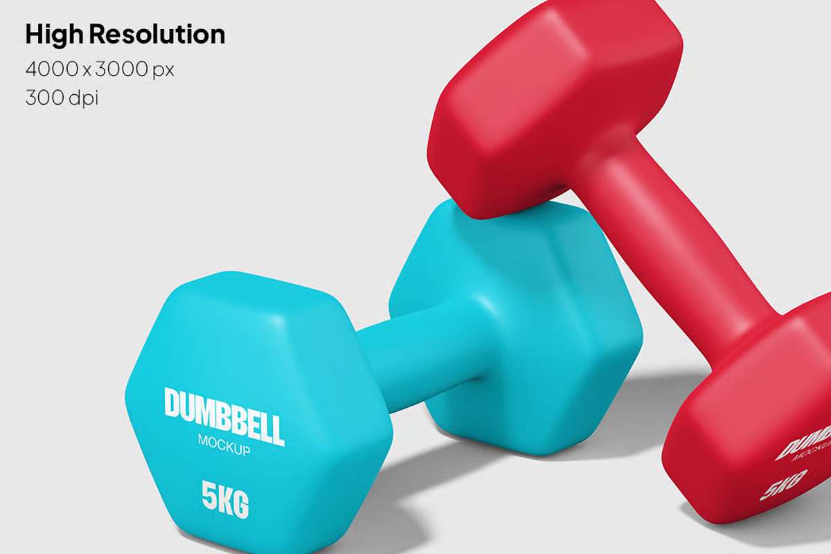 Dumbbell Mockup Front & Side, a Household Mockup by graphicsauce (Photo 2 of 4)