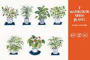 Watercolor Green Plants Clipart Set, an Illustration by Anna Ivanir (Thumbnail 1 of 5)