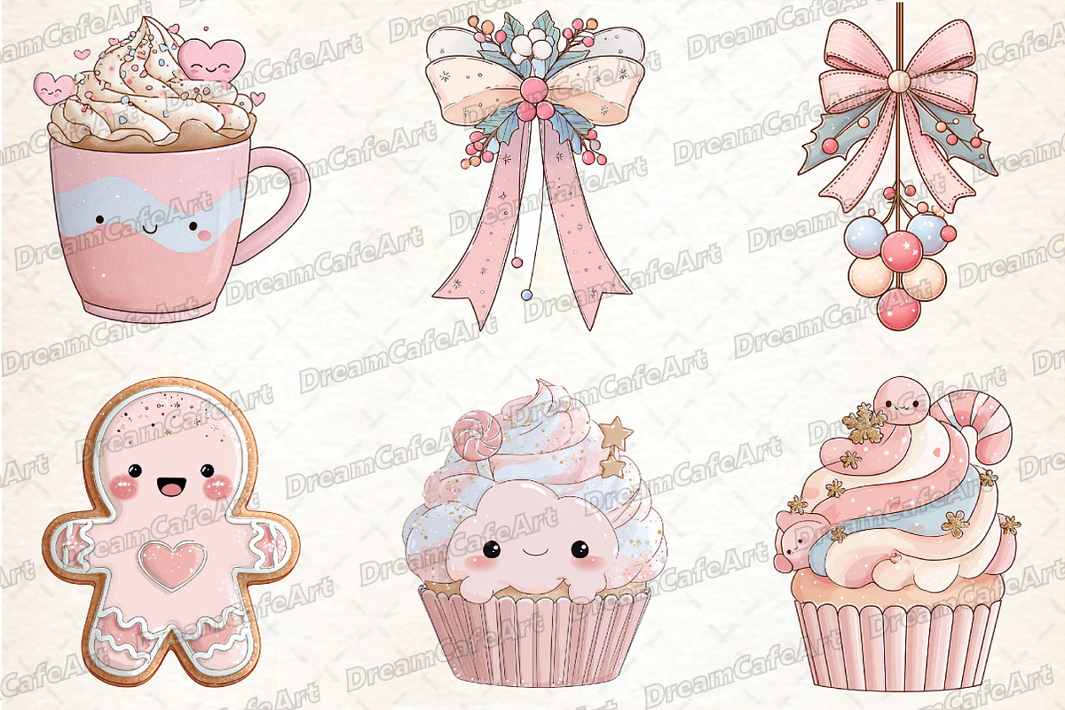 Pastel Kawaii Christmas Clipart, an Illustration by DreamCafeArt (Photo 4 of 8)