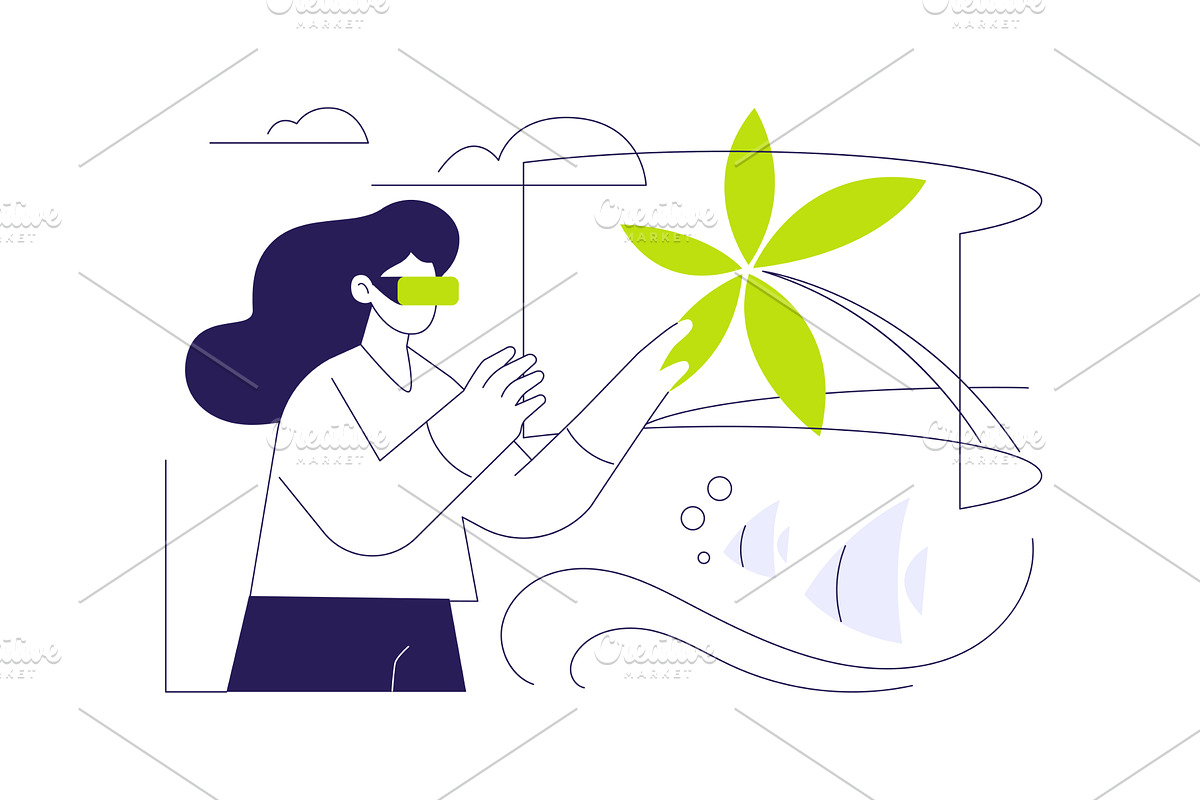 Virtual travelling isolated cartoon, a Technology Illustration by Visual Generation