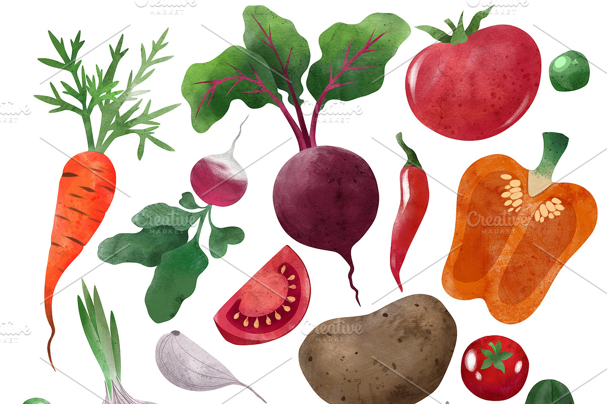Vegetables, Herbs Watercolor Clipart, an Object Graphic by JSolomatina (Photo 10 of 15)