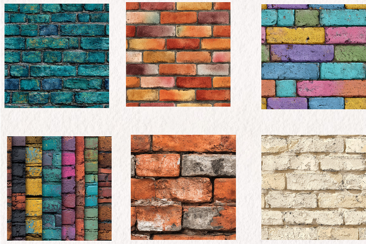 Brick Textures Digital Paper, a Pattern Graphic by CreationArt (Photo 2 of 4)