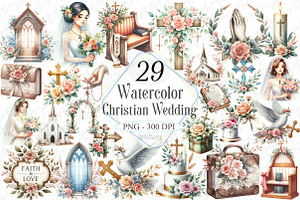 Watercolor Christian Wedding Clipart, a Graphic by designcity5