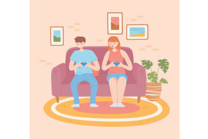 gamers on sofa, a Person Illustration by studiogstock