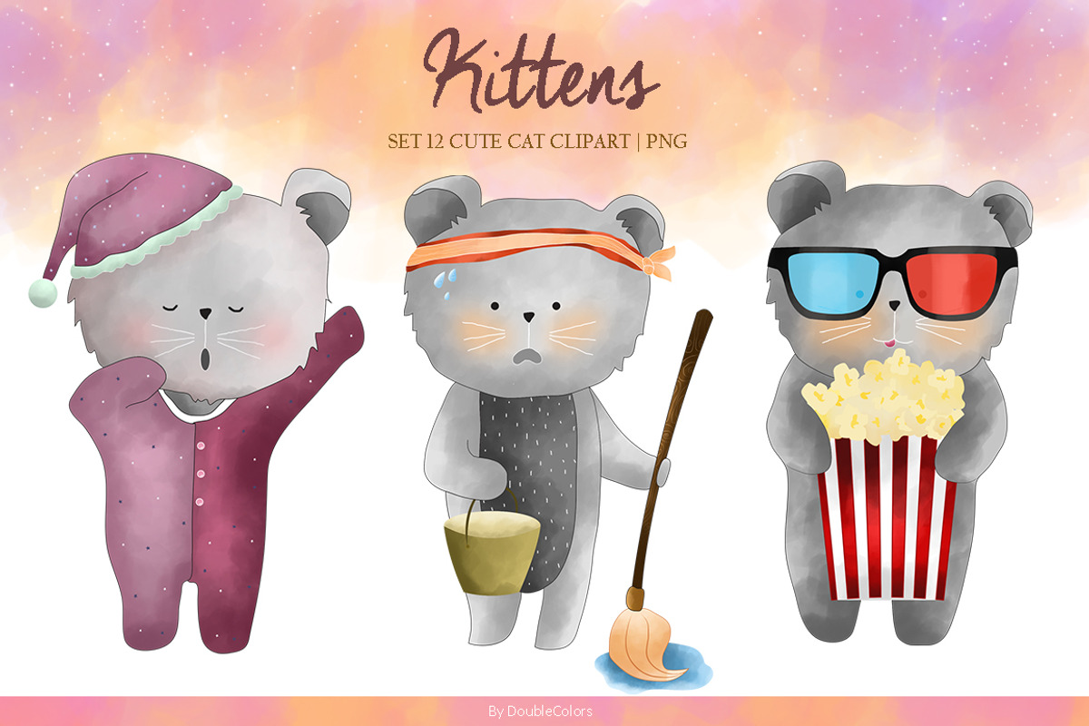 Set 12 Cute Kittens, an Illustration by DoubleColors (Photo 2 of 5)