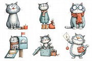 Watercolor Christmas Cat Clipart, an Illustration by Daily.Designs (Thumbnail 3 of 5)