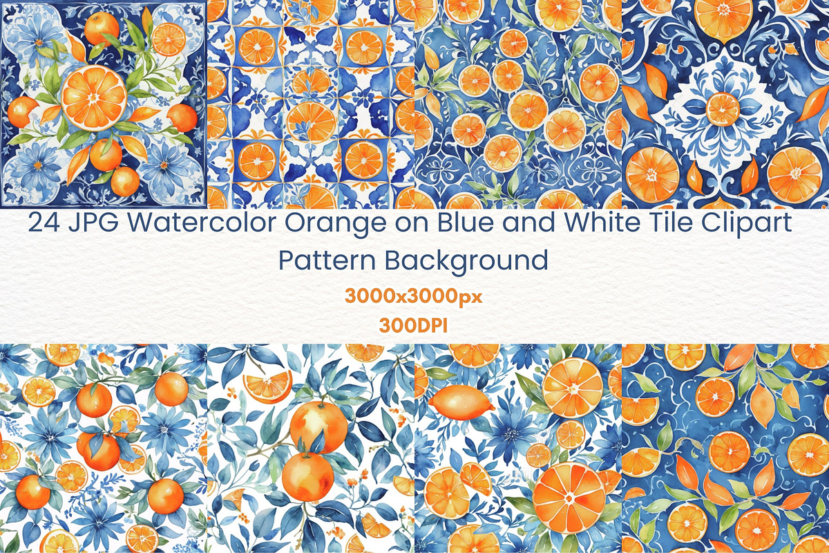 24JPG WATERCOLOR ORANGE ONWHITE BLUE, a Background Graphic by Vachira Digital Studio (Photo 1 of 3)