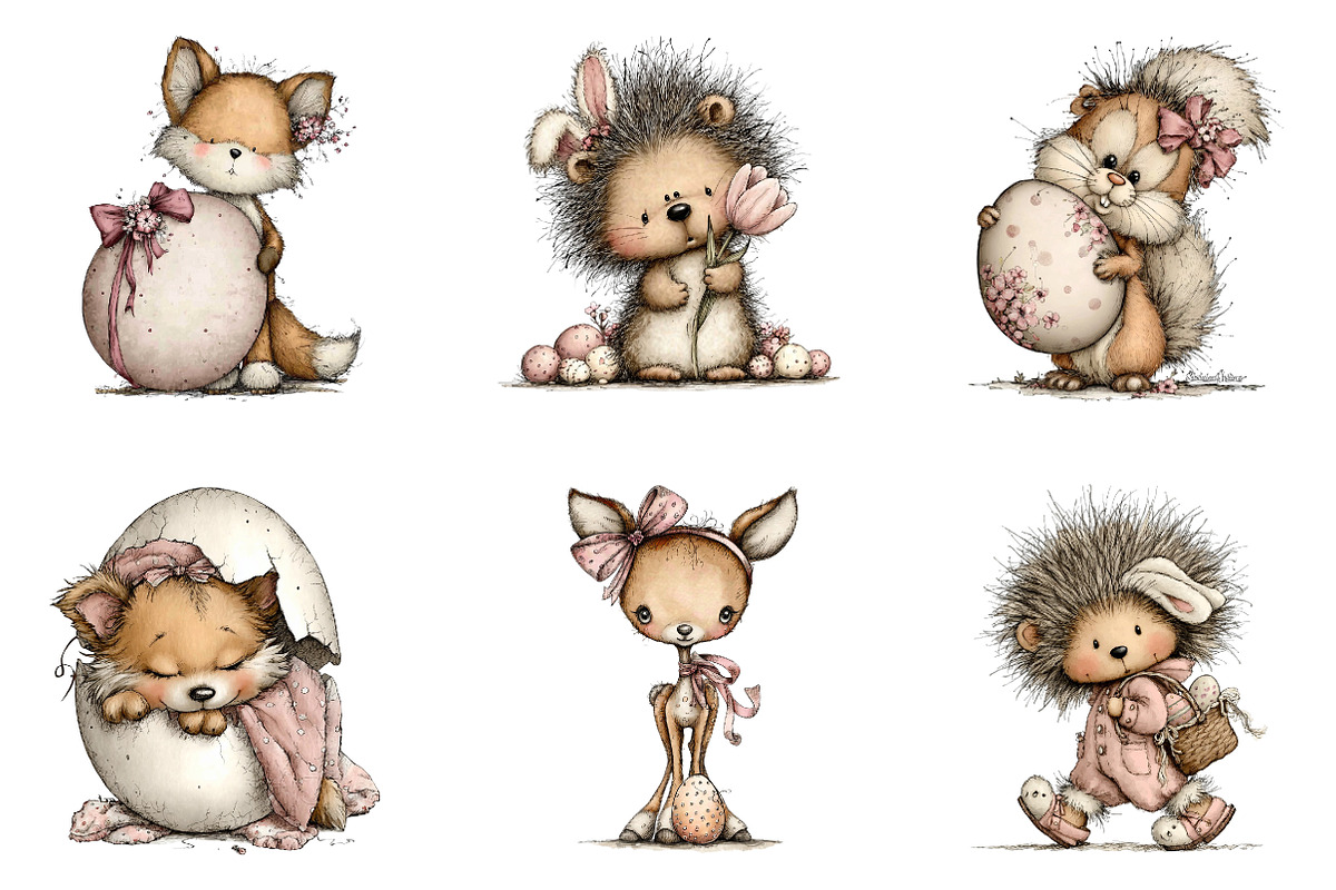 Woodland easter animals, an Illustration by CreationArt (Photo 3 of 5)