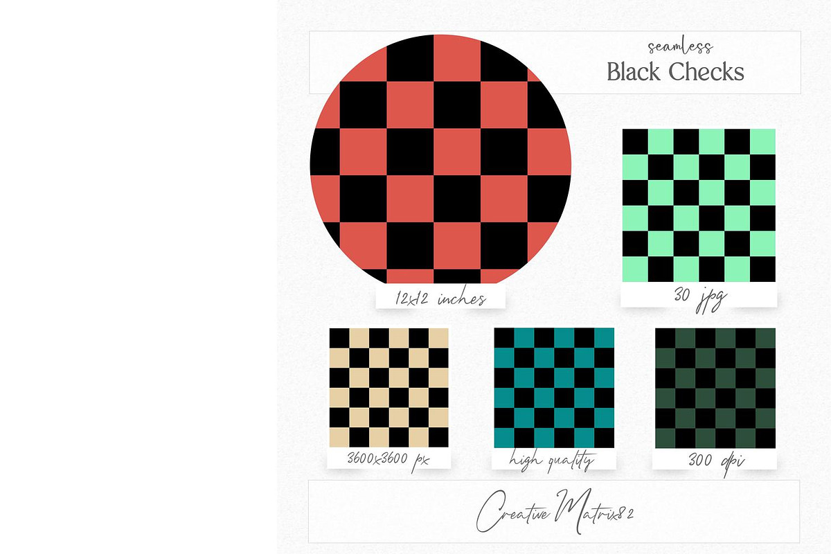 Black Checkered Seamless Patterns, a Pattern Graphic by Creative Matrix82 (Photo 2 of 7)