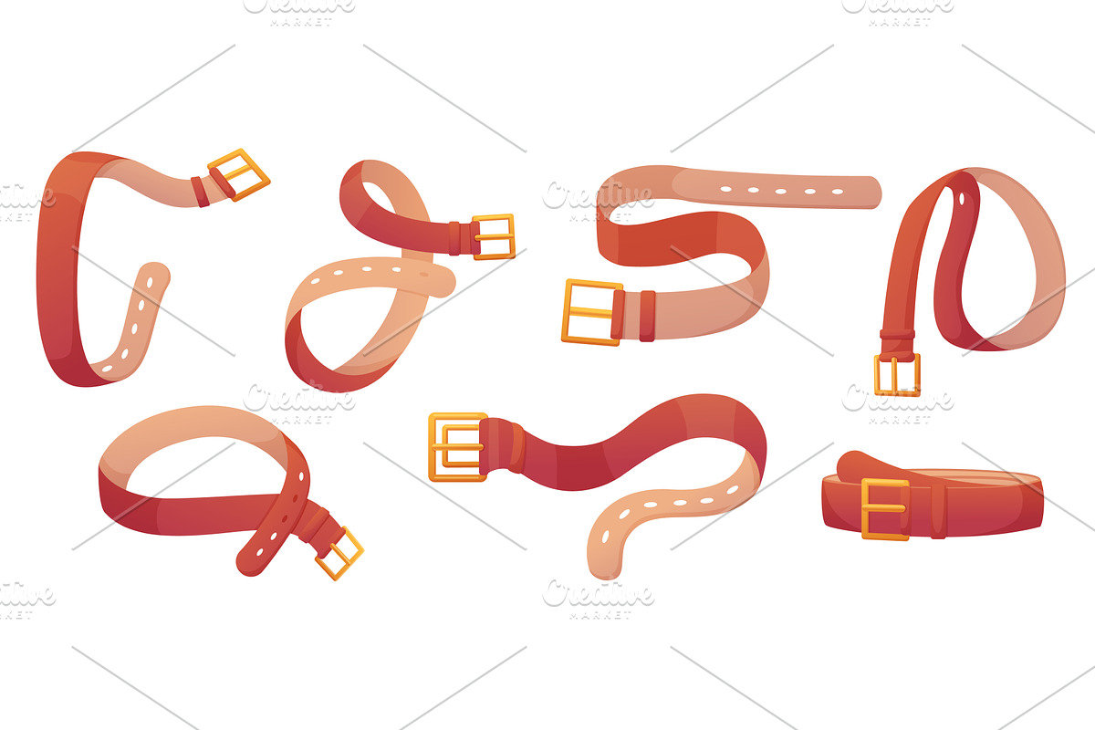 Leather strap various positions and, an Object Illustration by LadadikArt