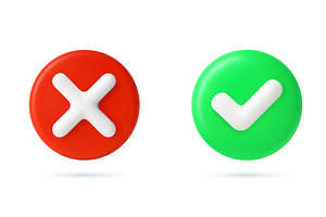 Green tick check mark and cross mark, an Object Illustration by ModVector