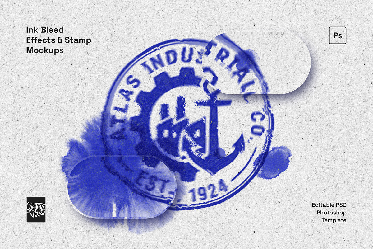 Ink Bleed Effects & Stamp Mockups, a Layer Style Add-On by veila.me (Photo 1 of 8)