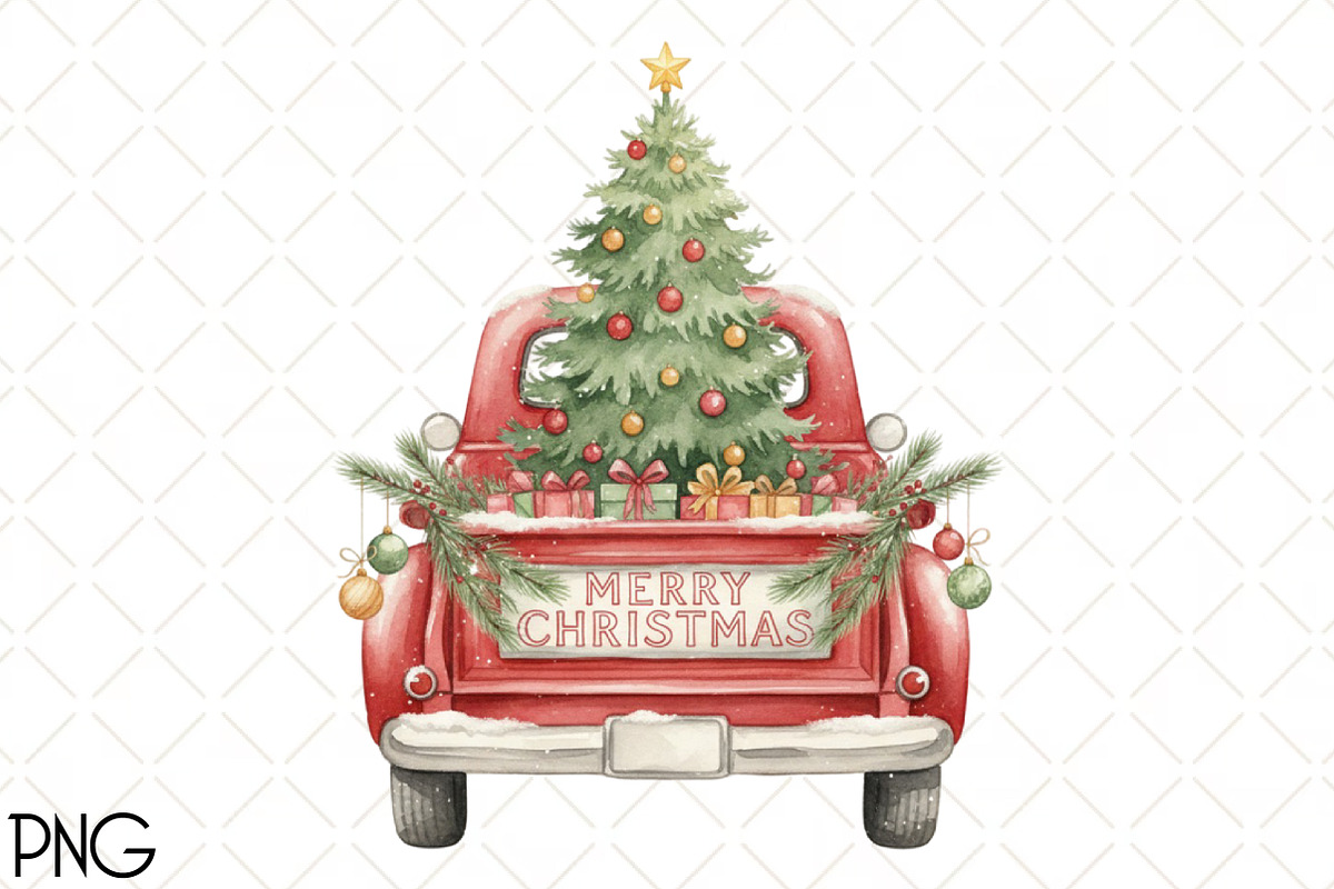 Christmas Trucks Clipart, an Illustration by Black Bird Studio (Photo 1 of 4)
