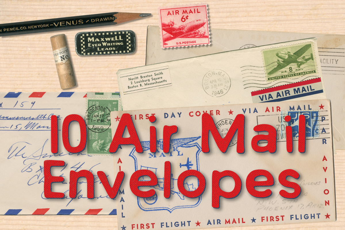 10 Retro Air Mail Envelopes