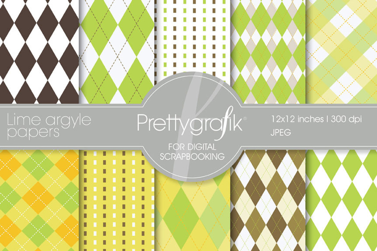 Lime argyle digital paper