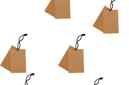 Many empty brown cardboard tag with string on white, a Background Photo by vimart