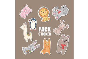 Animals stickers. cute cartoon baby, an Animal Illustration by Onyx