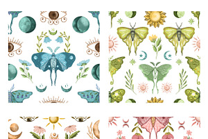 Luna Moth Clipart & Pattern