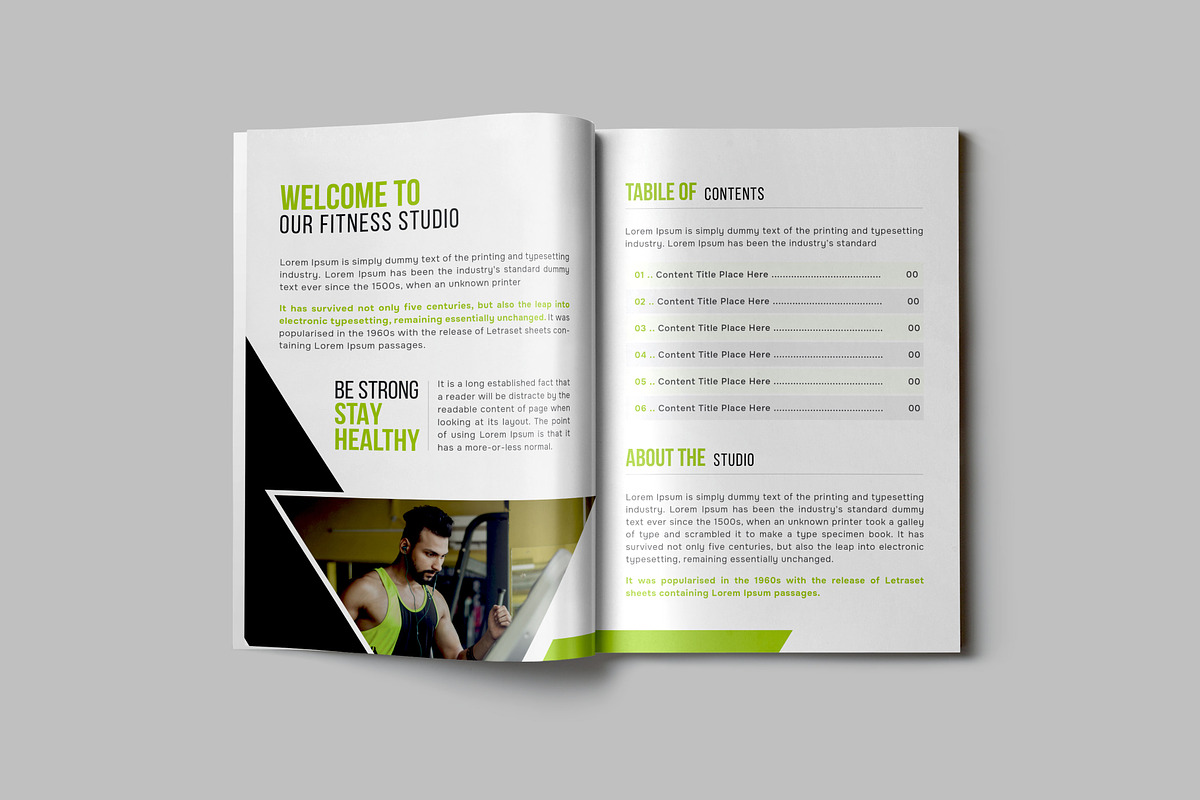 Gym Fitness Studio Bifold Brochure, a Brochure Template by VectStock (Photo 2 of 7)