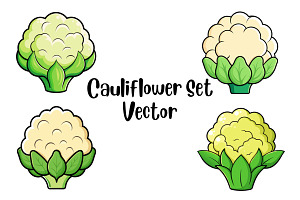 Cauliflower Set Vector, a Food Illustration by Awieee1