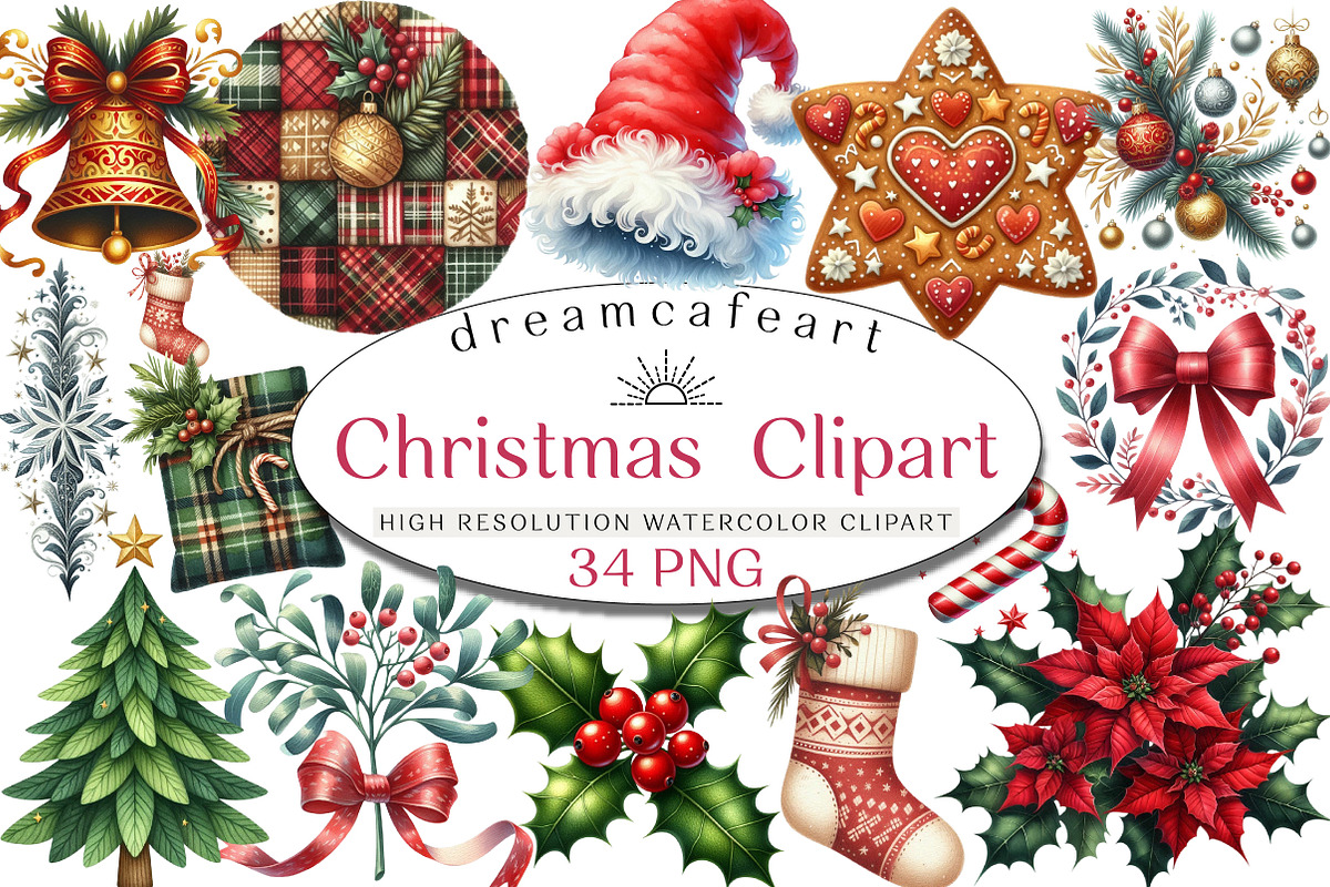 Christmas  Clipart, an Illustration by DreamCafeArt (Photo 1 of 6)