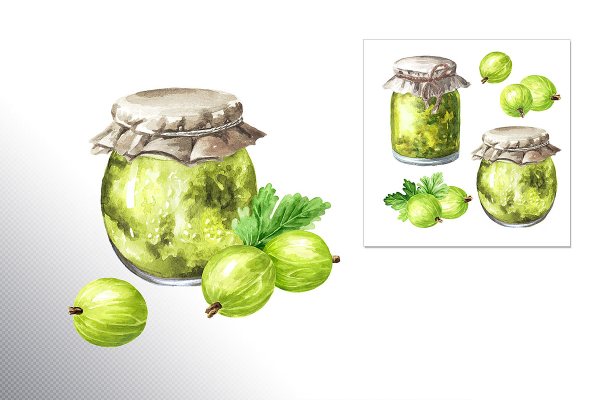 Amber Gooseberry. Watercolor set, a Food Illustration by Daria Ustiugova (Photo 21 of 23)