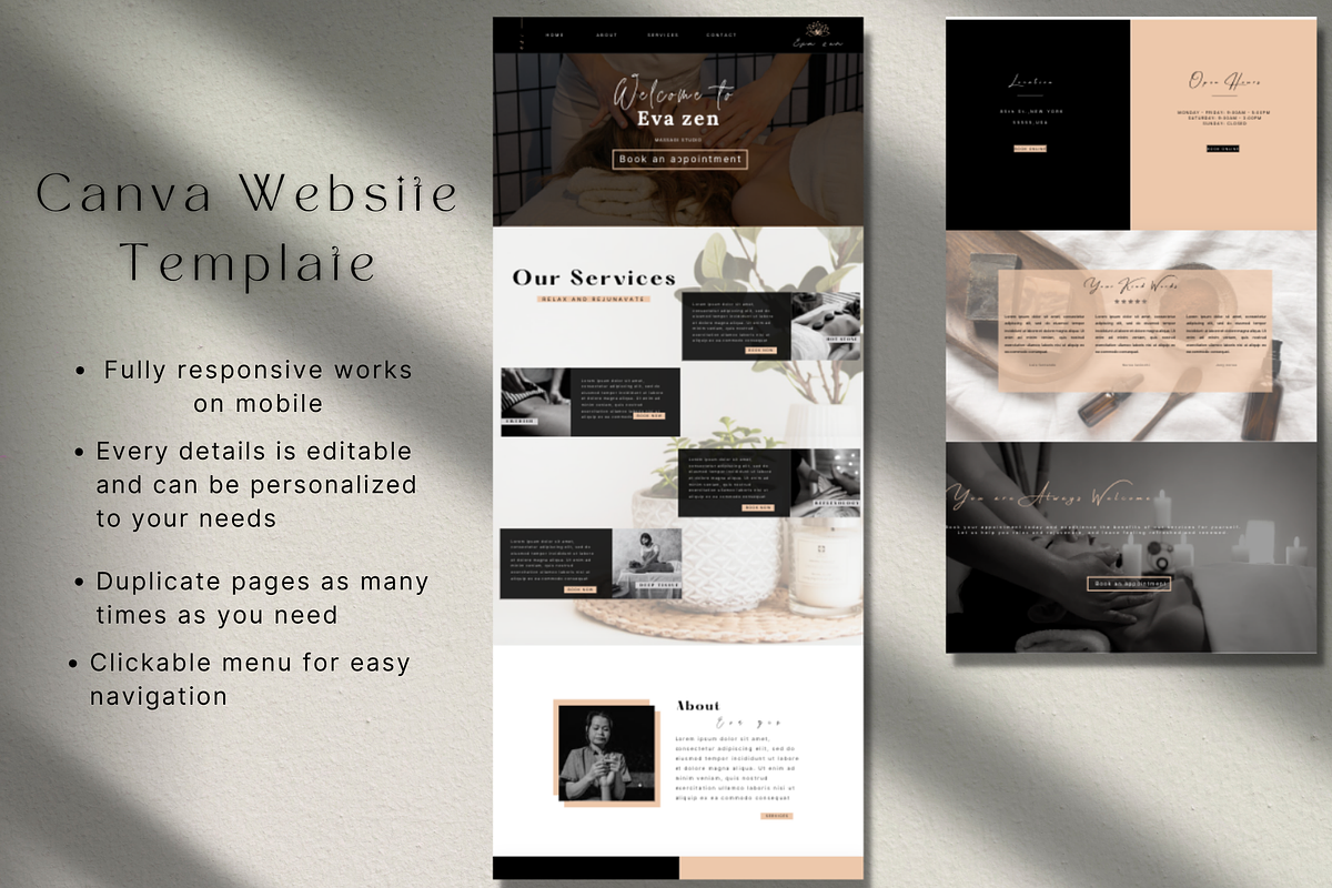spa website, massage therapists, a Websites & App Template by Prodesign (Photo 3 of 4)