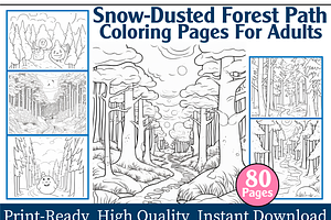 Winter Forest Shadows Coloring Page