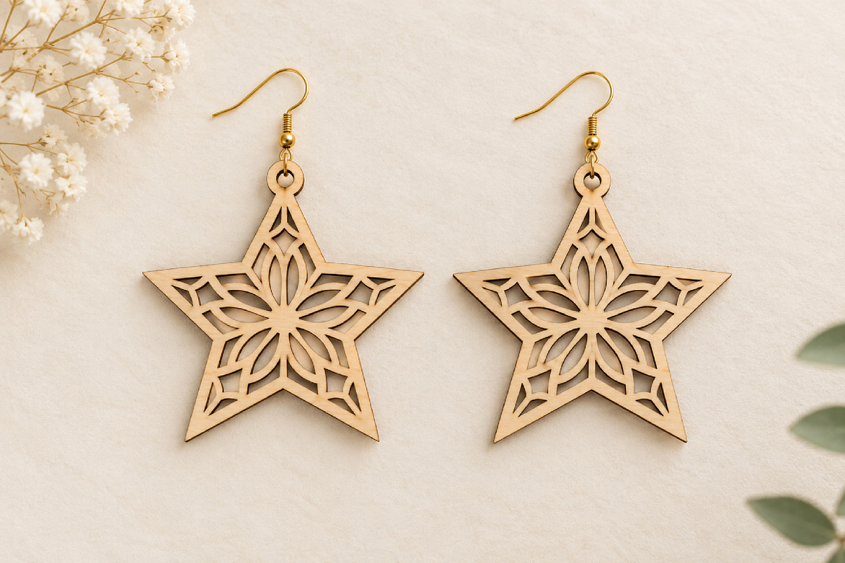 Christmas Star Earrings Laser Cut, an Object Graphic by Canvas Craft (Photo 3 of 3)